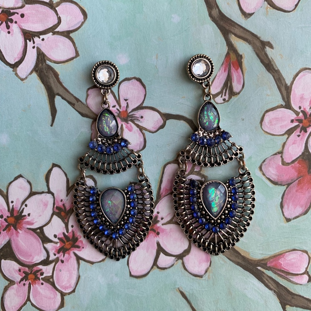 Blue opal earrings